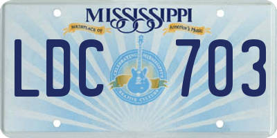 MS license plate LDC703