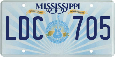 MS license plate LDC705