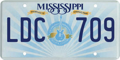 MS license plate LDC709
