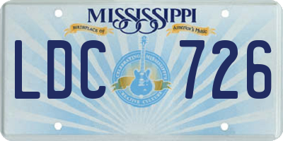 MS license plate LDC726