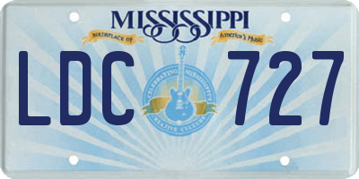 MS license plate LDC727