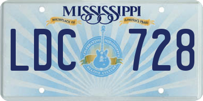 MS license plate LDC728