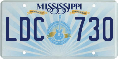 MS license plate LDC730