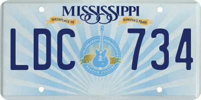 MS license plate LDC734