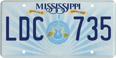 MS license plate LDC735