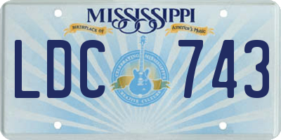MS license plate LDC743