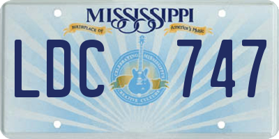 MS license plate LDC747