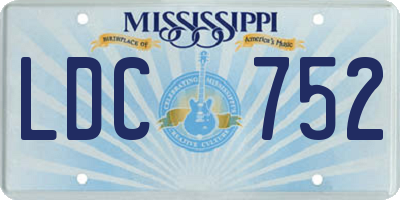 MS license plate LDC752