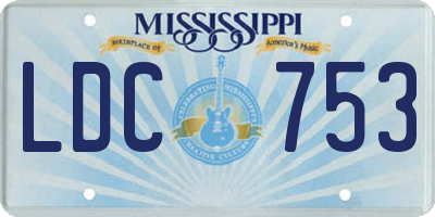 MS license plate LDC753