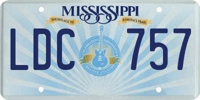 MS license plate LDC757