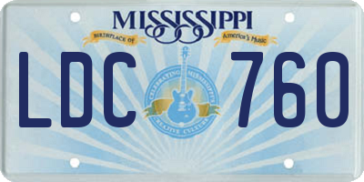MS license plate LDC760