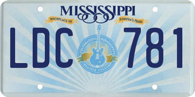 MS license plate LDC781