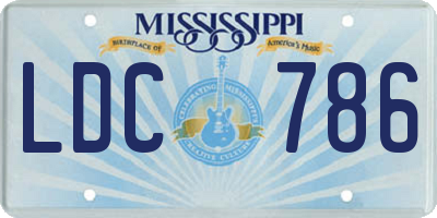 MS license plate LDC786