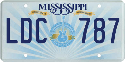 MS license plate LDC787
