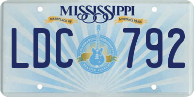 MS license plate LDC792