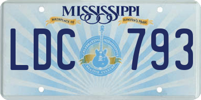 MS license plate LDC793