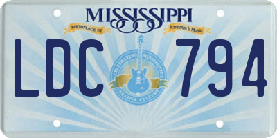 MS license plate LDC794