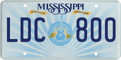 MS license plate LDC800