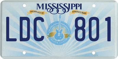 MS license plate LDC801