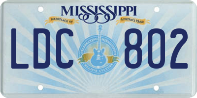 MS license plate LDC802