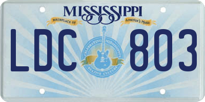 MS license plate LDC803