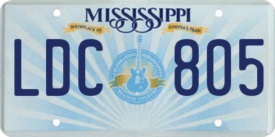 MS license plate LDC805