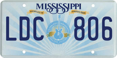MS license plate LDC806