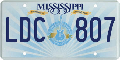 MS license plate LDC807