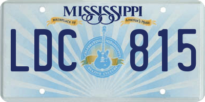 MS license plate LDC815