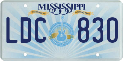MS license plate LDC830