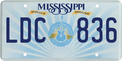 MS license plate LDC836