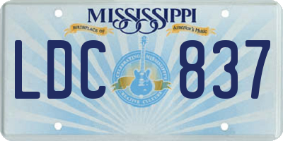 MS license plate LDC837