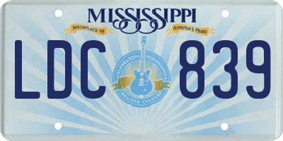 MS license plate LDC839