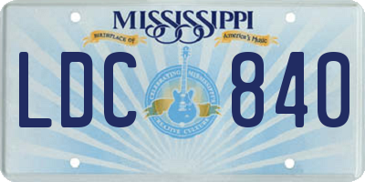 MS license plate LDC840