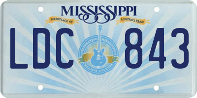 MS license plate LDC843