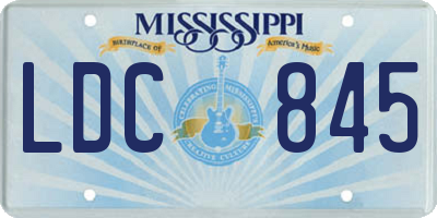 MS license plate LDC845