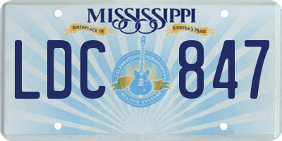 MS license plate LDC847