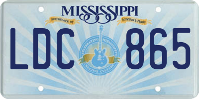 MS license plate LDC865