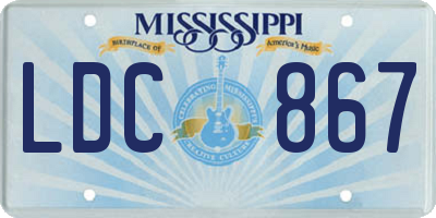 MS license plate LDC867