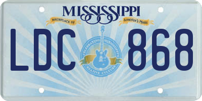 MS license plate LDC868