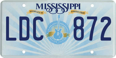 MS license plate LDC872