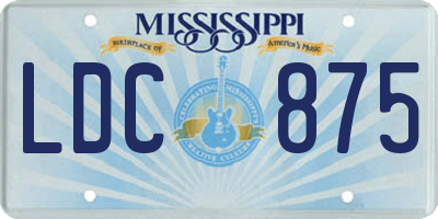 MS license plate LDC875