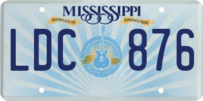 MS license plate LDC876