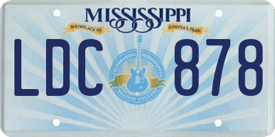 MS license plate LDC878