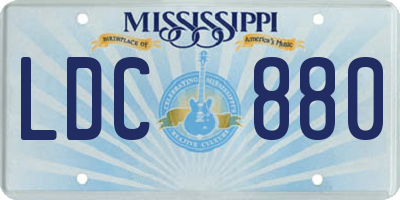 MS license plate LDC880