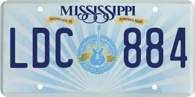 MS license plate LDC884