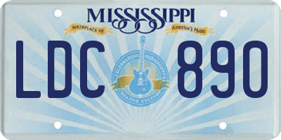 MS license plate LDC890