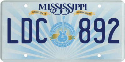 MS license plate LDC892