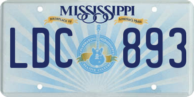 MS license plate LDC893