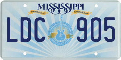 MS license plate LDC905